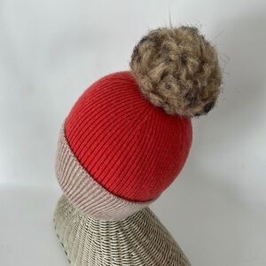 Anthropologie Norla Canada Pom Pom knit hat Pink